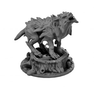 Blink dog on tree stump base resin miniature from Mystic Pigeon Gaming