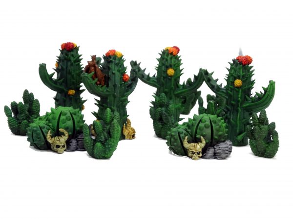 Desert cactus resin miniatures from Mystic Pigeon Gaming