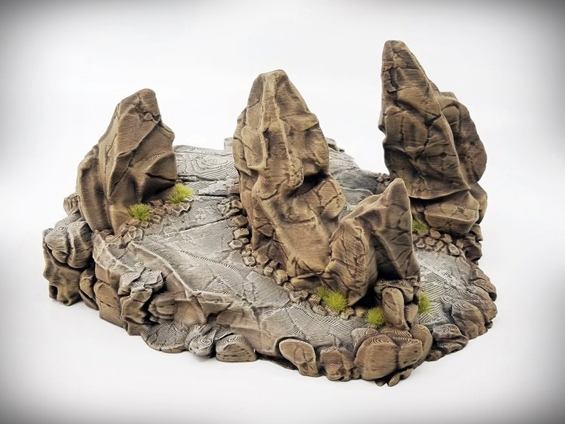 Multi Spire B Tabletop Wargaming D&D 3D printed hill scatter terrain 