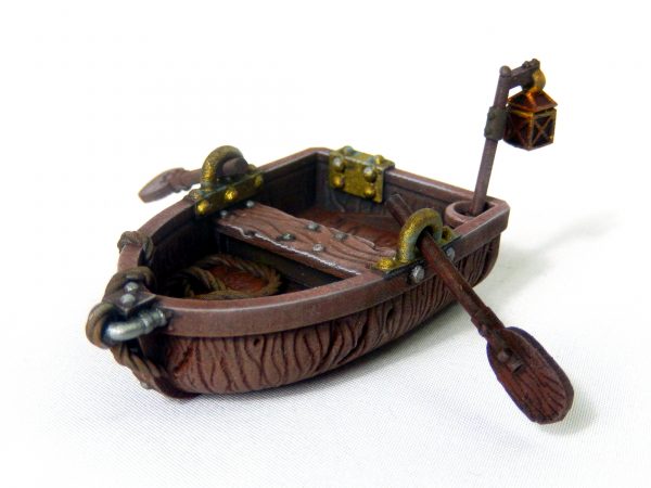 Row boat resin miniature from Mystic Pigeon Gaming
