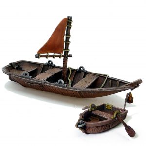 Row boat and sail boat miniatures from Mystic PIgeon Gaming
