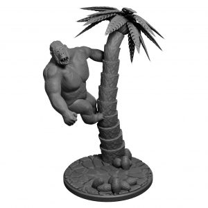 Gorilla climbing a palm tree! Resin miniature from Mystic Pigeon Gaming