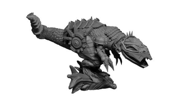 Cyborg t-rex miniature from Mystic Pigeon Gaming