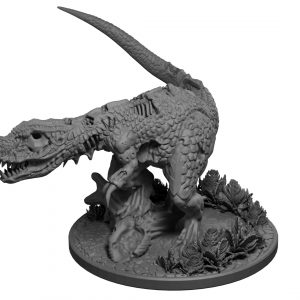 Zombie t-rex (undead dinosaur) miniature from Mystic Pigeon Gaming