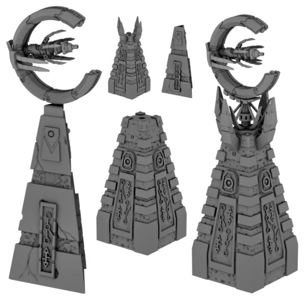 Necromancer square pillar samples with defence cannons