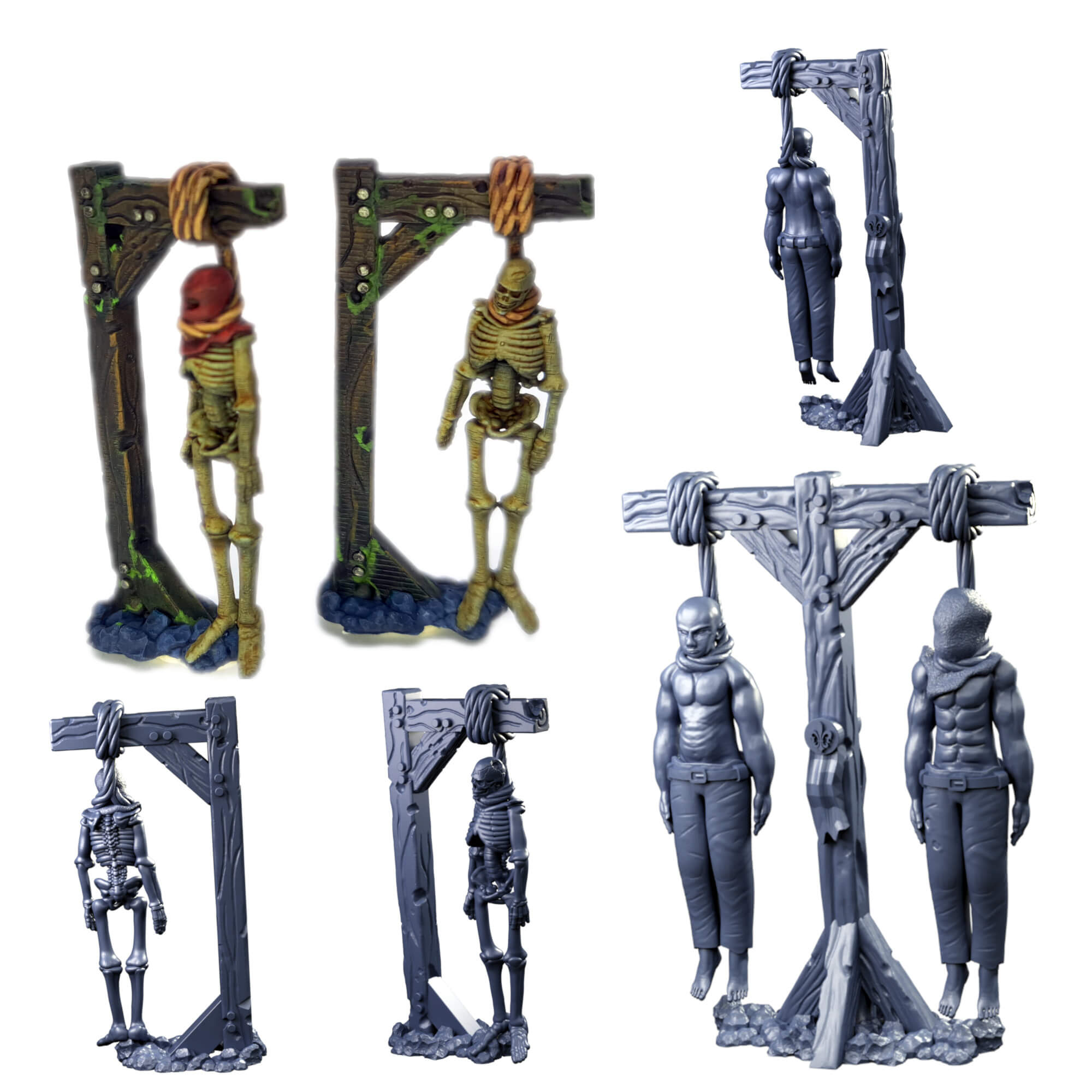 Hanging People and Skeletons Fantasy Resin Miniatures Collection